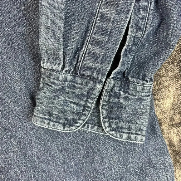 Vtg British Khaki Embroidered Horse Denim Button Up Women's 6 Chambray *READ - Picture 4 of 10